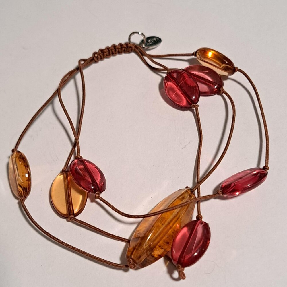 LBVYR Yves Rocher multistrand bracelet orange and pink beads